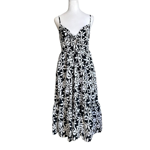 J.Crew Tie Front Cutout Smocked Back Dress Size 4 - Picture 3 of 17